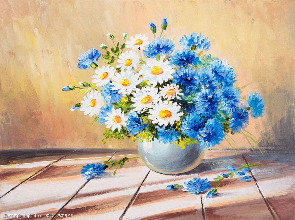 花韵琉璃 美丽鲜花油画中的静谧生命力